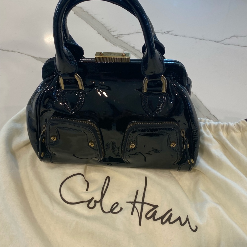 Cole Haan Black Patent Leather Handle Purse - Picture 6 of 13